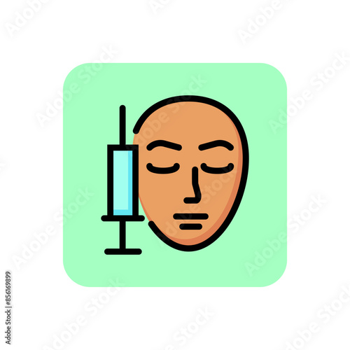 Beauty injection line icon. Woman, face, medical syringe, botox. Beauty care concept. Can be used for topics like rejuvenation, aesthetics, cosmetology