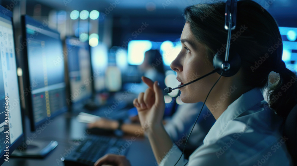 Female professional operating control center Female professional operating control center