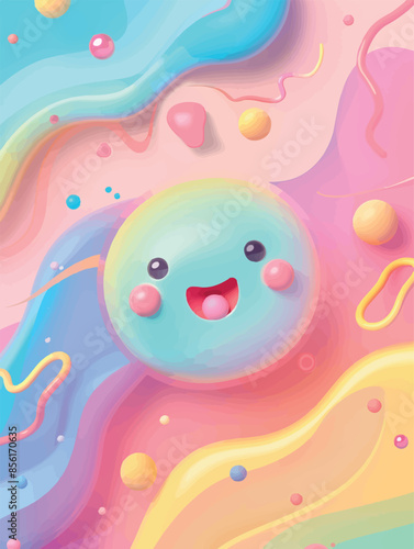 A colorful and psychedelic set of illustrations featuring vibrant, abstract smiley faces. Each artwork showcases a unique blend of swirling patterns and bold colors, perfect for retro, pop art, and ps