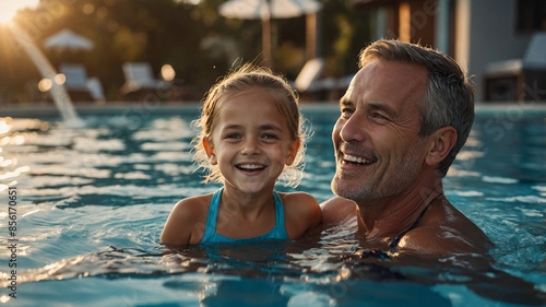 A happy family enjoys the joys of water. © Janis Smits