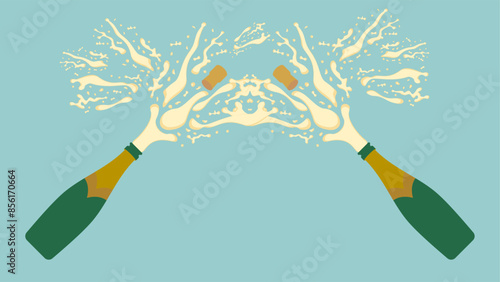 champagne cork popping vector illustration isolated on white background.