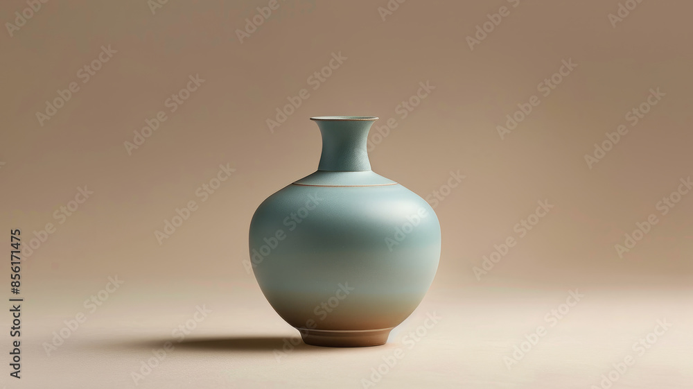 Turquoise ceramic vase with a smooth finish against a neutral background. Turquoise ceramic vase with a smooth finish against a neutral background.