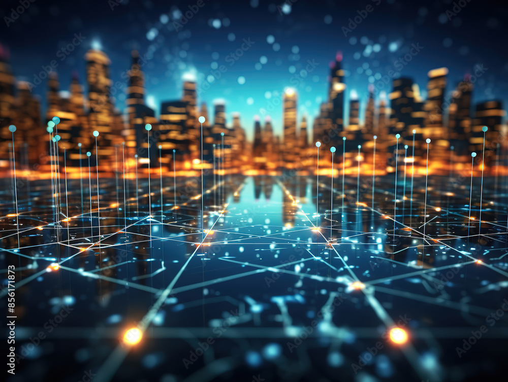 Fototapeta premium Abstract world map background with connecting lines and dots