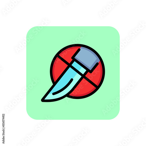 No surgery line icon. Scalpel, stop, prohibition sign. Medication concept. Can be used for topics like treatment, medicine, medical abuse, plastic surgery
