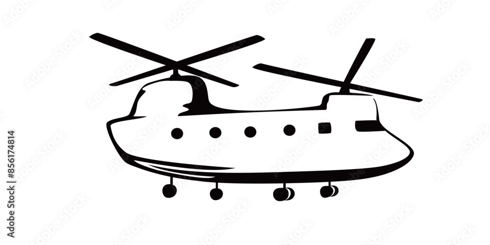 military helicopter silhouette design. army transportation sign and symbol.