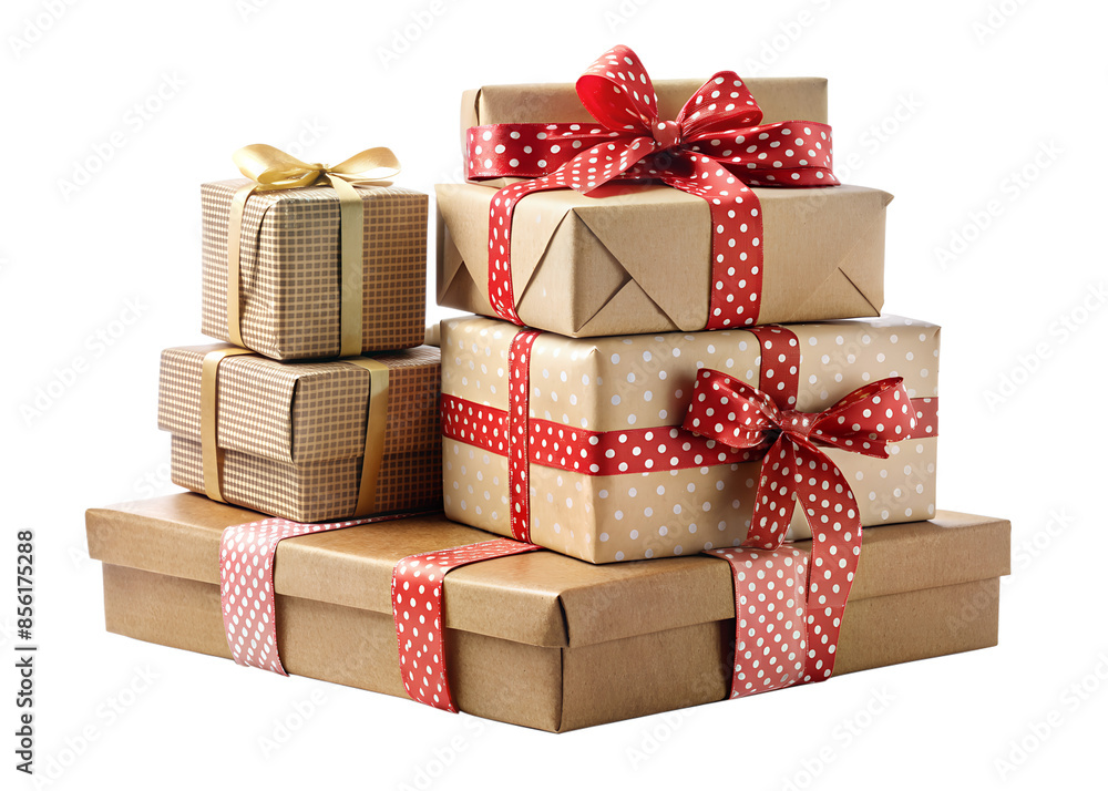 Obraz premium Handcraft gift boxes set on a transparent background