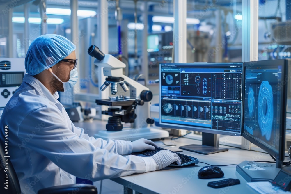 Medical professional analyzing diagnostic screens Medical professional analyzing diagnostic screens