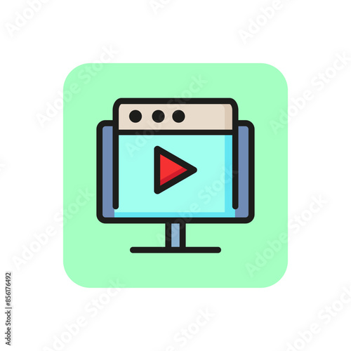 Free Download Webinar line icon. Video content, tutorial, movie. Online education concept. Can be used for topics like distance courses, class, elearning. - GFXLoad