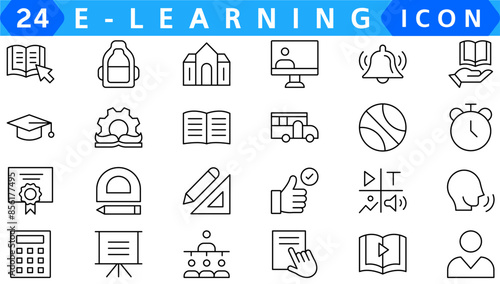 E-learning icons set. Collection of simple editable icons for web design, app, and more.