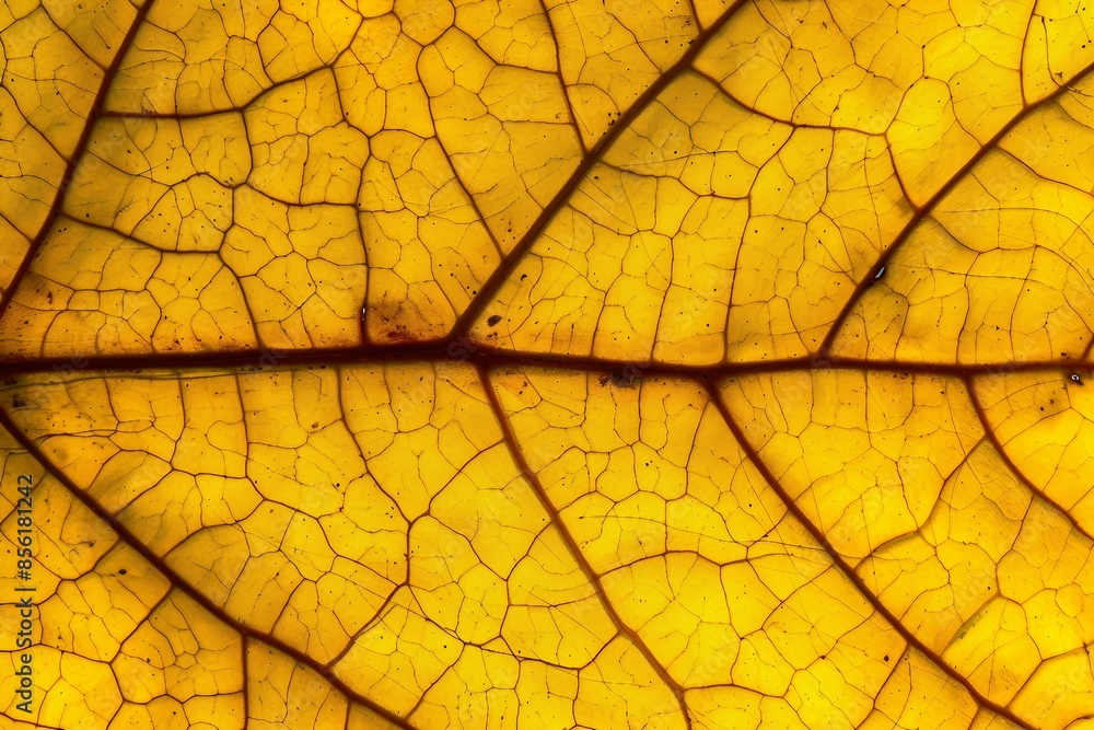 Obraz premium Yellow leaf texture, close-up. Abstract nature background. generative ai.