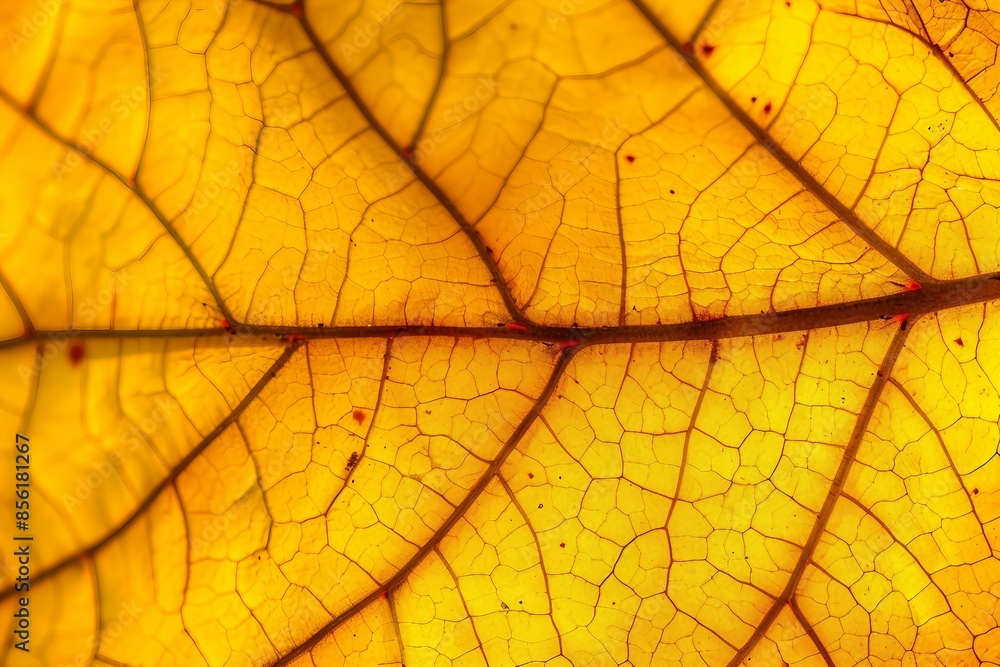 Fototapeta premium Yellow leaf texture, close-up. Abstract nature background. generative ai.