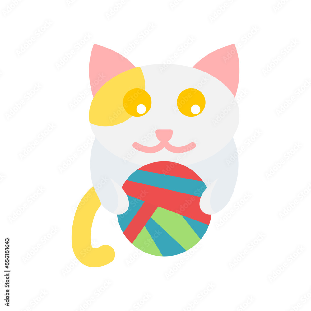 Obraz premium Cute Cat Flat