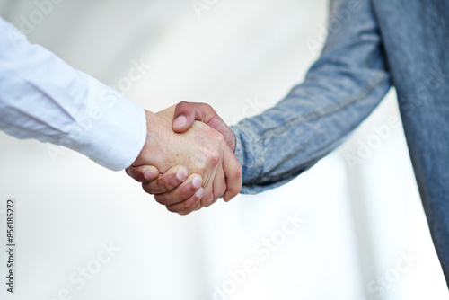 Business people, closeup or handshake in office agreement for greeting, meeting or partnership. Collaboration, thanks or applicant with manager for B2B support, introduction or deal for recruitment © peopleimages.com