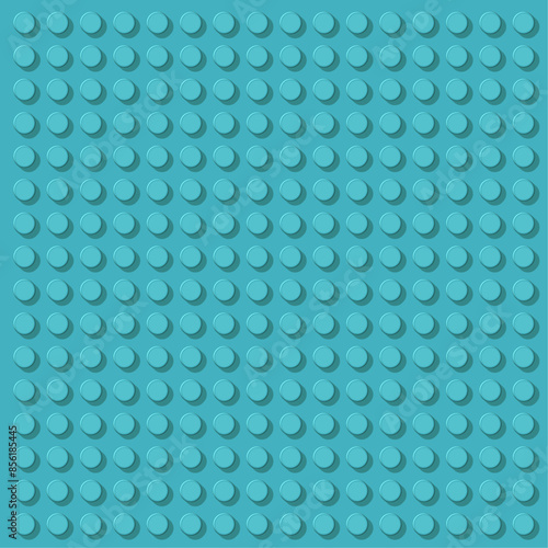 Cyan Plastic Baseplate with Circular Studs Vector, Square Template Perfect for Backgrounds, Textures, and Building Block Design Projects