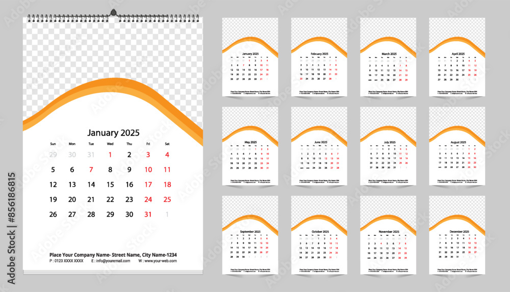 Vetor de 2025 modern desk calendar design template, table calendar