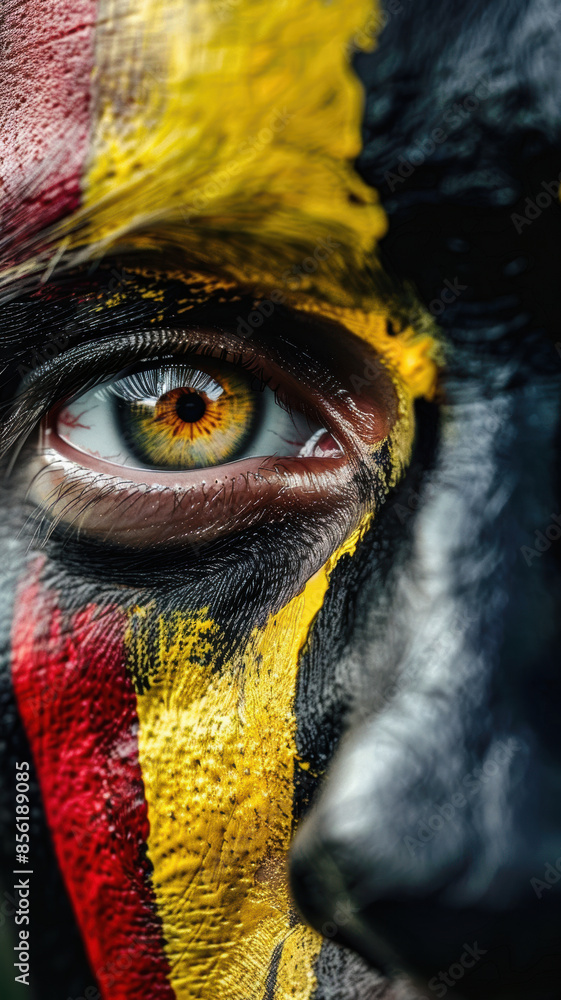 Belgian Soccer Fan Face Closeup Belgian Soccer Fan Face Closeup