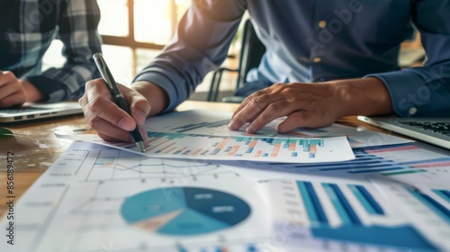 Businessman Analyzing Data on Charts and Graphs