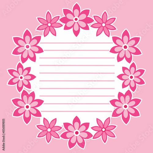 Flower Pink letter frame vector illustration