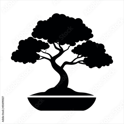 Bonsai tree silhouette vector illustration