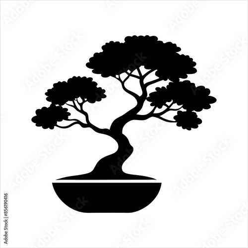 Bonsai tree silhouette vector illustration