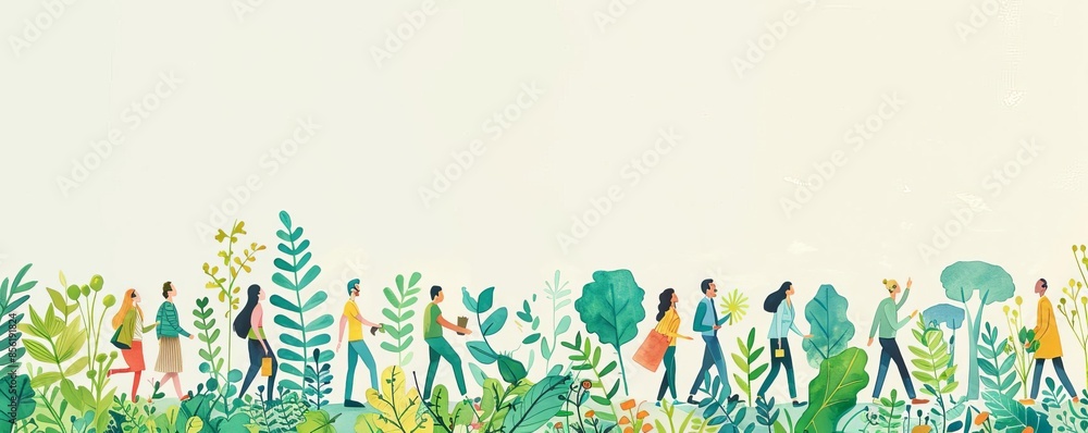 Obraz premium Environmentalists negotiating conservation efforts, sketched with nature motifs, negotiation sketch, conservation negotiation