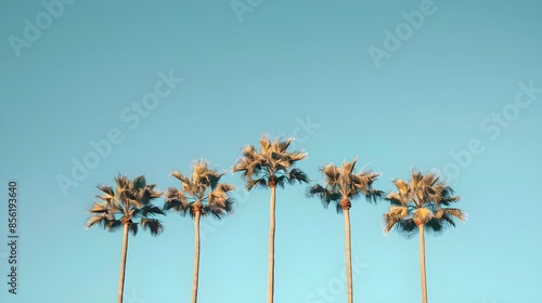 Palm trees lined up minimalist retro photography photo