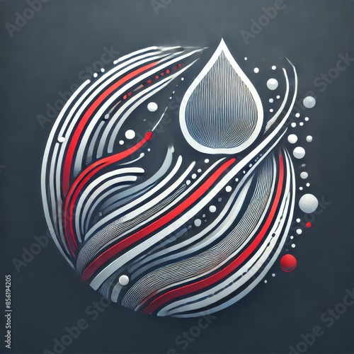 Futuristic water logo with vibrant fluid lines photo