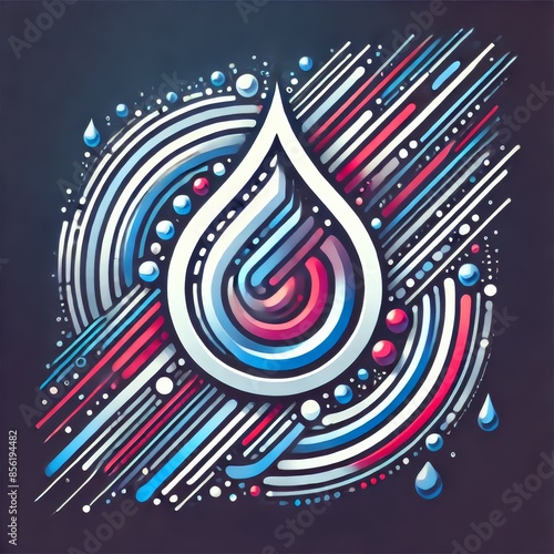 Futuristic water logo with vibrant fluid lines photo