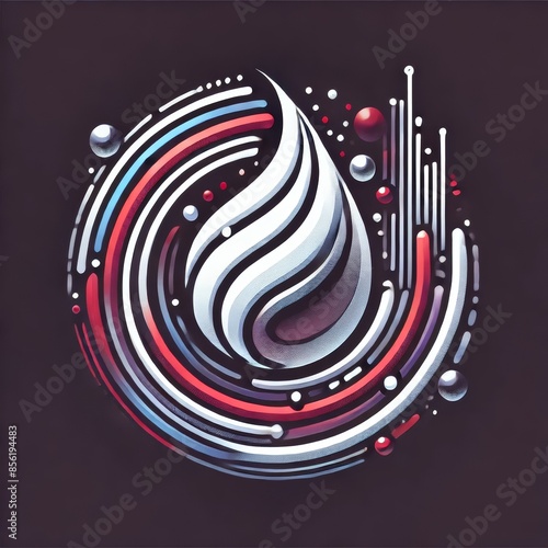 Futuristic water logo with vibrant fluid lines photo