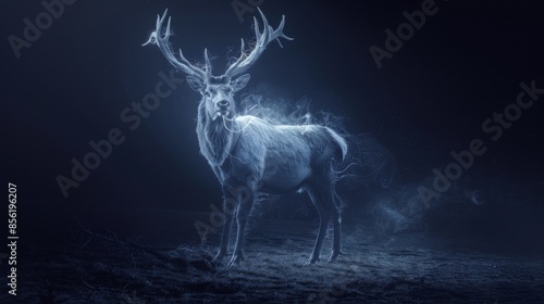 Mystical Deer in Moonlight