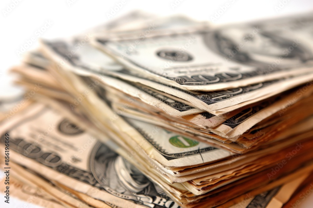 Close-Up of Stacked Dollar Bills Close-Up of Stacked Dollar Bills