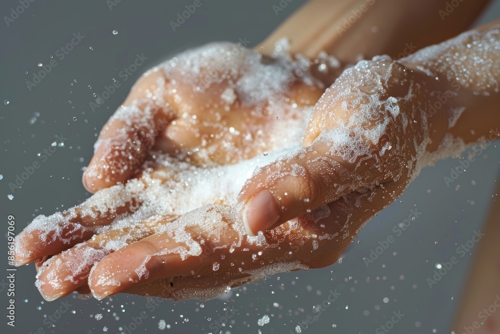 Hand Exfoliation with Scrub Particles, Clean Smooth Skin Results, Skincare Routine Highlighted Hand Exfoliation with Scrub Particles, Clean Smooth Skin Results, Skincare Routine Highlighted