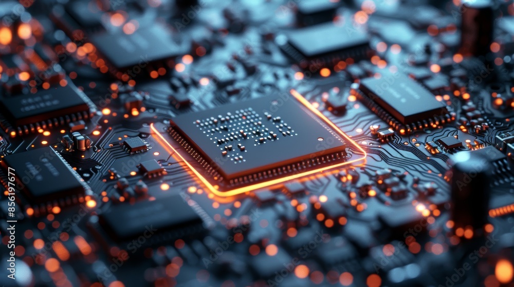Close-up of a Computer Chip on a Circuit Board Close-up of a Computer Chip on a Circuit Board