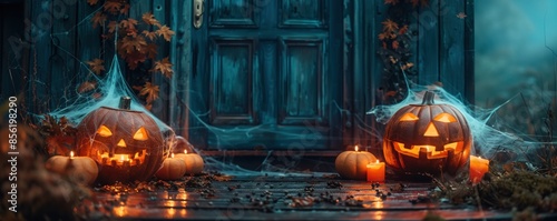 Halloween Jack-O-Lantern with candles.