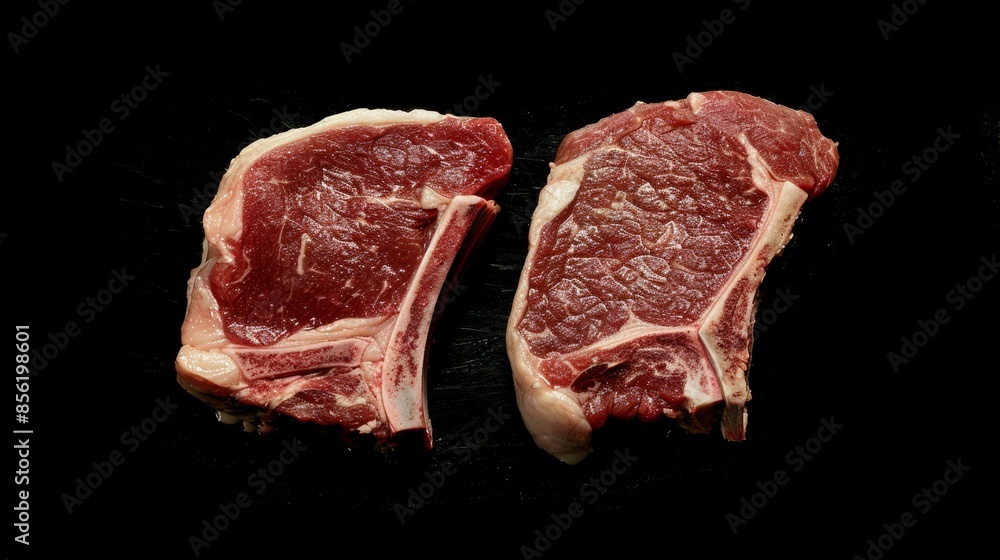 Savory Steaks on Black Background, Perfect for Foodie Ads Generative AI Savory Steaks on Black Background, Perfect for Foodie Ads Generative AI