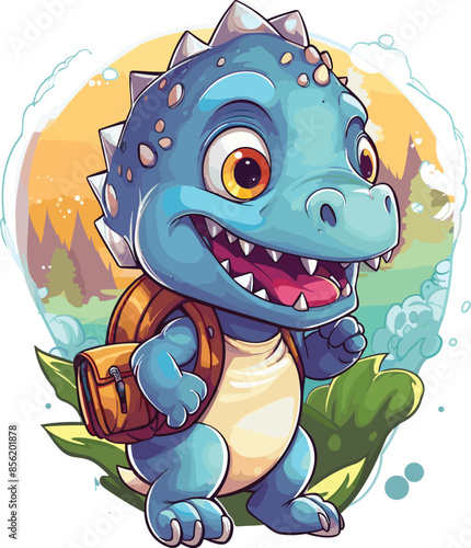 Vector cute trex dinosaur wearing a graduation hat and a lot of book illustrations with AI
