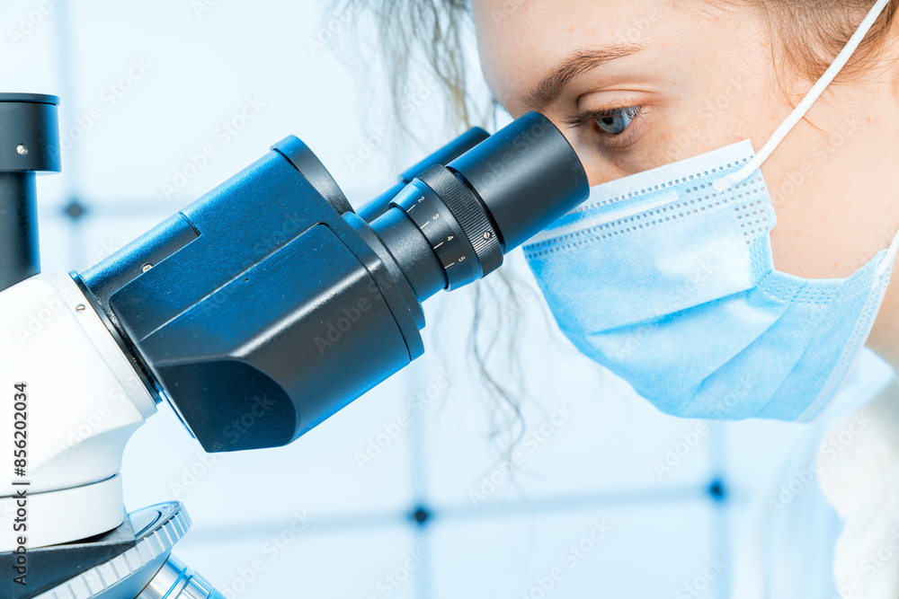 girl student at genetics laboratory girl student at genetics laboratory