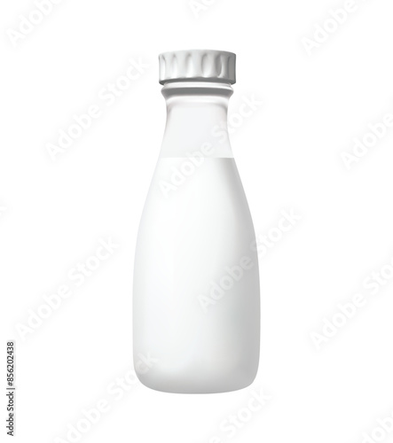 glass milk bottle isolated vector illustration. milk bottle 3d icon