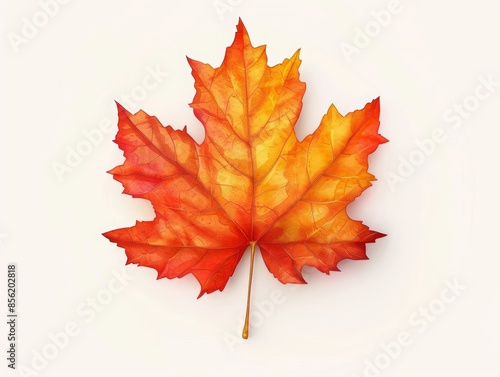 Autumn Maple Leaf on White Background Generative AI