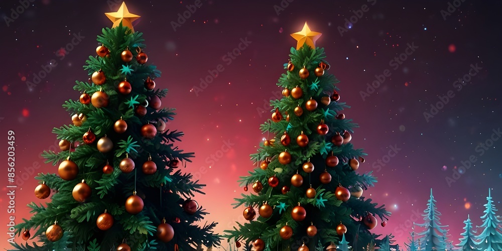 Illustration of abstract fantasy festive Christmas tree background title wallpaper background. Generative AI Illustration of abstract fantasy festive Christmas tree background title wallpaper background. Generative AI