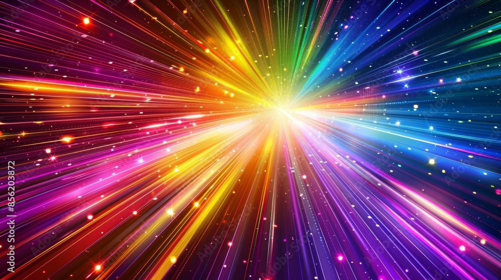 Abstract colorful light speed background with streaks of lights and rays. Abstract colorful light speed background with streaks of lights and rays.