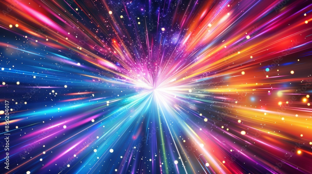Naklejka premium Abstract colorful light speed background with streaks of lights and rays.