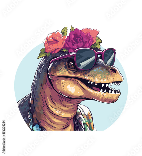 Vector cute trex dinosaur wearing a graduation hat and a lot of book illustrations with AI