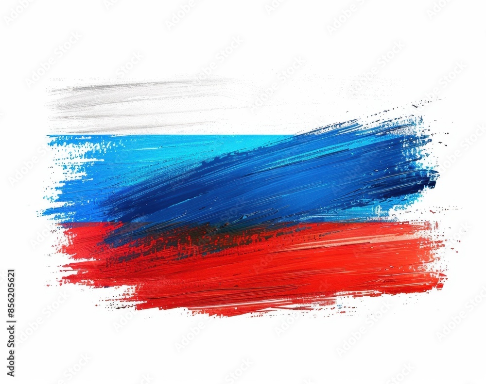 Russian flag painted with brush isolated on white background Generative AI Russian flag painted with brush isolated on white background Generative AI