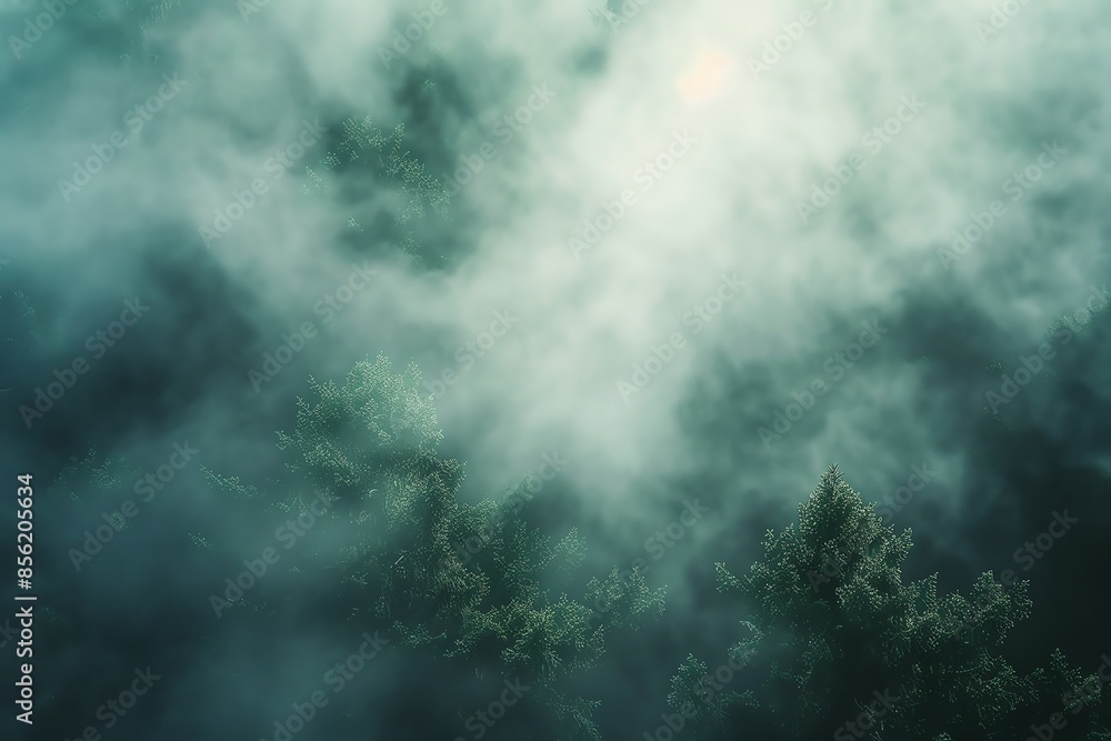 Abstract image of swirling green smoke with a soft light shining through. A mysterious and ethereal background. Abstract image of swirling green smoke with a soft light shining through. A mysterious and ethereal background.