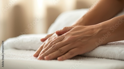 Wallpaper Mural Professional Hand Massage in Minimalist Spa Setting with Gentle Pressure Application Torontodigital.ca