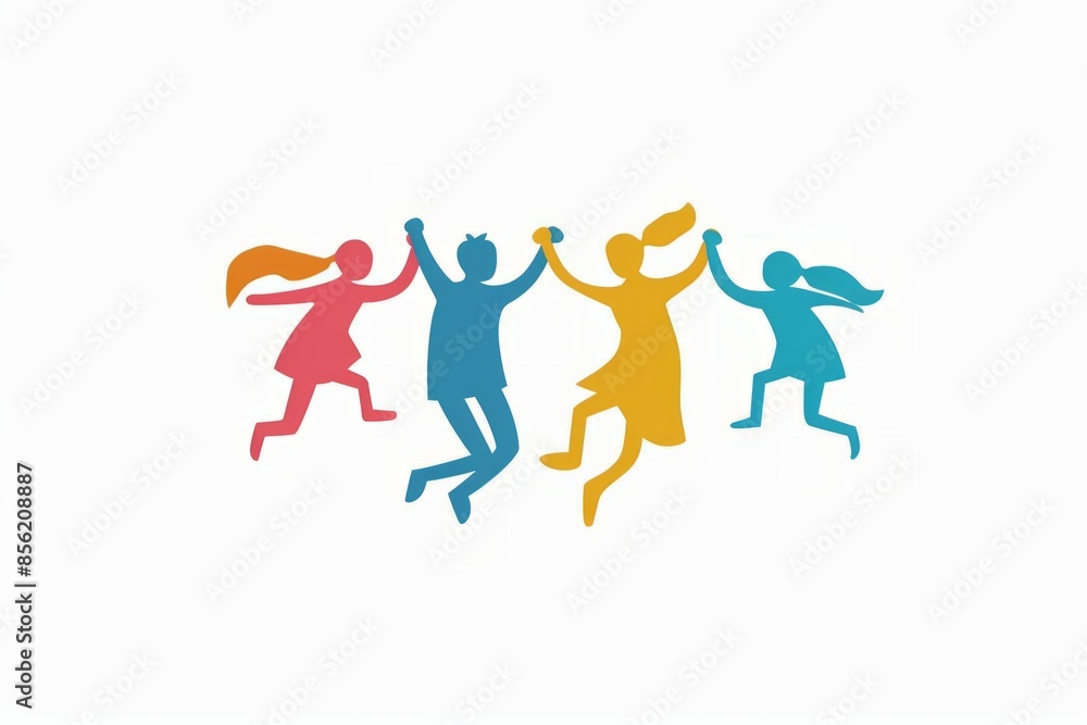 A joyful family consisting of a father, a mother, and two children, icon. A joyful family consisting of a father, a mother, and two children, icon.