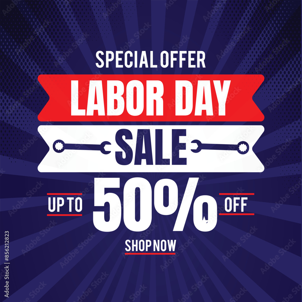 Fototapeta premium Happy Labor Day.Sale promotion Poster or Banner for American Labor Day and art template design, brochure style,