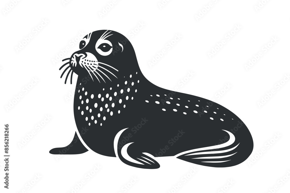 Fototapeta premium Cute seal. Vector isolated illustration on white background, cut out. Logo, emblem, icon