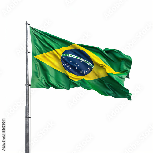 Brazil country flag waving isolated on white